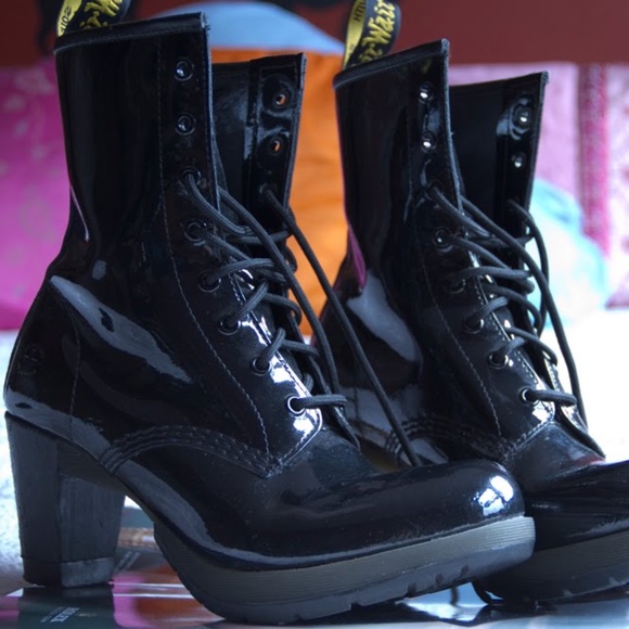 Dr. Martens Shoes | Dr. Martens Women's Darcie Diva Collection Black Patent Lamper Kendra Heel US 7 | Color: Black | Size: 7 | Thereskaaz's Closet